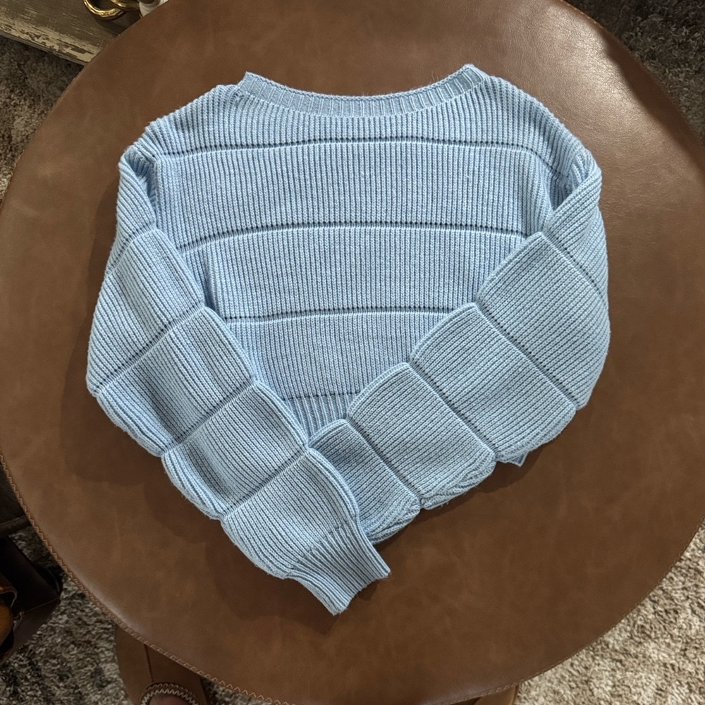 SHEIN Sky Blue Ribbed Sweater
